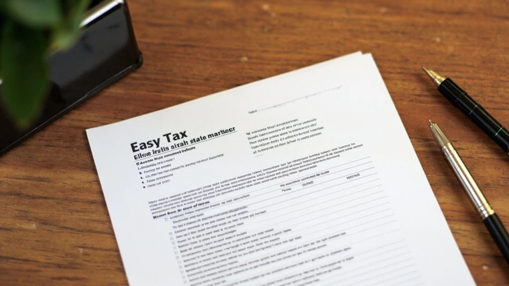 A paper tax worksheet on a wood desk, photographed from above in a warm editorial style.